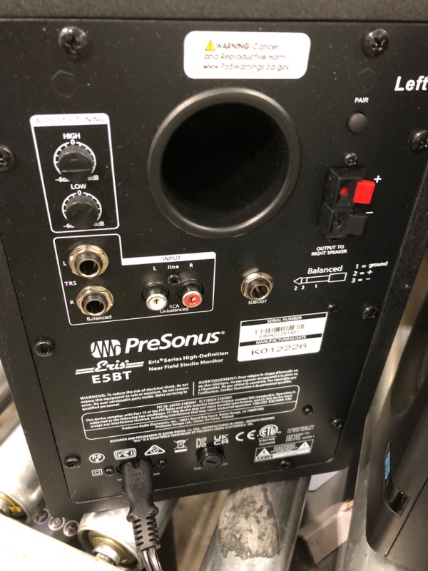 Photo 5 of *** POWERS ON ***PreSonus Eris E5 BT-5.25" Near Field Studio Monitors with Bluetooth, 100W Power, Subwoofer Output, Plus Balanced and Unbalanced Inputs E5 (Pair) Bluetooth