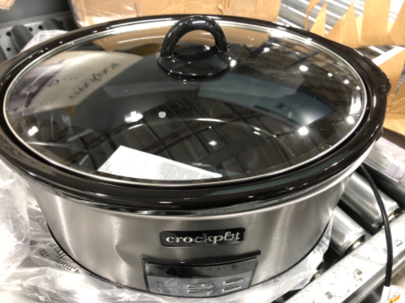 Photo 2 of *** POWERS ON *** Crockpot 8 Quart Slow Cooker with Auto Warm Setting and Cookbook, Black Stainless Steel