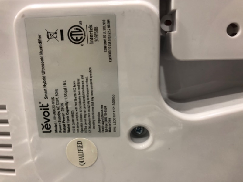 Photo 4 of *** POWERS ON ** LEVOIT Humidifiers for Bedroom Large Room Home, 6L Warm and Cool Mist Top Fill Ultrasonic Air Vaporizer, Smart App & Voice Control, Quickly Humidify Whole House up to 753 sq.ft, Sleep Mode, Timer Cream White LV600S