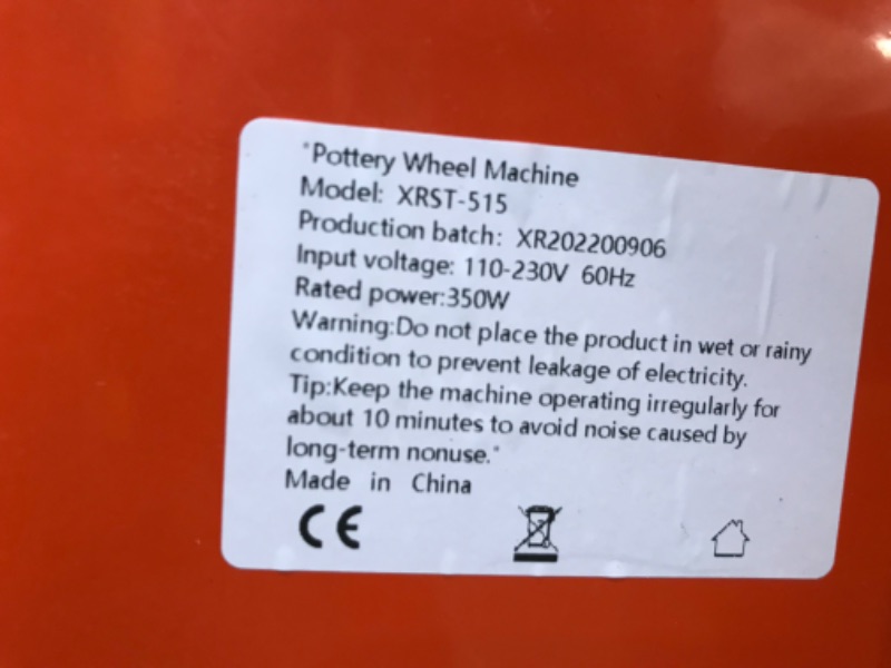 Photo 4 of **SEE COMMENTS**
SKYTOU Pottery Wheel Pottery Forming Machine 25CM 350W Detachable Basin Electric Pottery Wheel with Foot Pedal DIY Clay Tool Ceramic Machine Work Clay Art Craft (Orange)