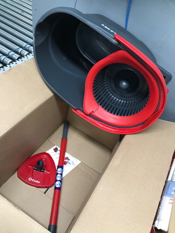 Photo 2 of **small break on side of bucket but functional**
O-Cedar EasyWring Microfiber Spin Mop & Bucket Floor Cleaning  Red/Gray