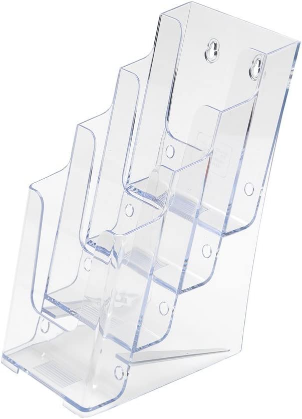 Photo 1 of SourceOne Premium 4-Tier Magazine and Brochure Holder – Clear Acrylic Countertop Organizer 1 Pack