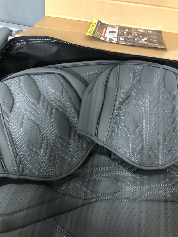 Photo 3 of Coverado Car Seat Covers, Premium Nappa Leather Sideless Auto Seat Cushions Full Set with Embossed Pattern, Universal Fit Interior Accessories for Most Cars, Sedans, SUVs and Trucks, Gray Gray FullSet