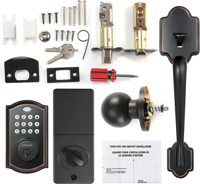 Photo 1 of **SEE NOTES**  Keypad Deadbolt, AboLife Keyless Entry Door Lock, Auto Lock, Keyed Entry, Door Lock with Handle, Front Door Handle Sets, Digital Smart Door Lock (Smart Lock) - Black
