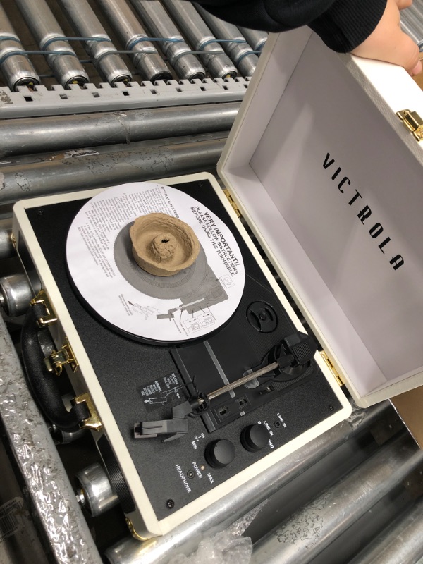Photo 1 of Victrola Vintage 3-Speed Bluetooth Portable Suitcase Record Player with Built-in Speakers | Upgraded Turntable Audio Sound| White (VSC-550BT-WH) White Record Player