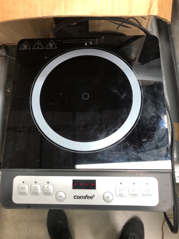 Photo 1 of COMFEE’ 1800W Digital Electric Portable Induction Cooktop Countertop Burner, with 8 Power & Temperature Settings & 180 Mins Timer Auto Shut Off and Energy-saving