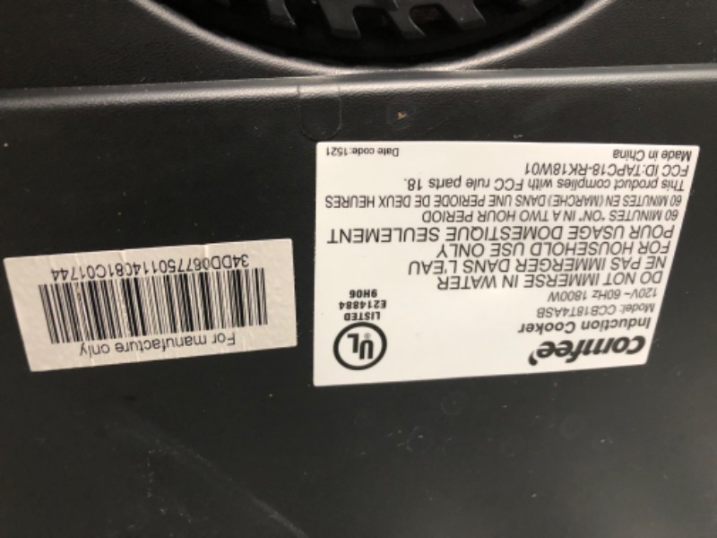 Photo 1 of COMFEE’ 1800W Digital Electric Portable Induction Cooktop Countertop Burner, with 8 Power & Temperature Settings & 180 Mins Timer Auto Shut Off and Energy-saving