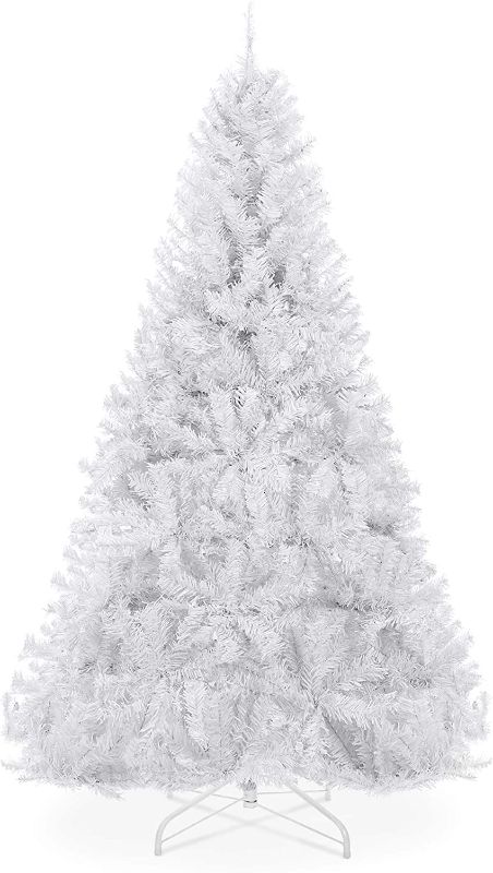 Photo 1 of Best Choice Products 6ft Premium Hinged Artificial Holiday Christmas Pine Tree for Home, Office, Party Decoration w/ 1,000 Branch Tips, Easy Assembly, Metal Hinges & Foldable Base - White
