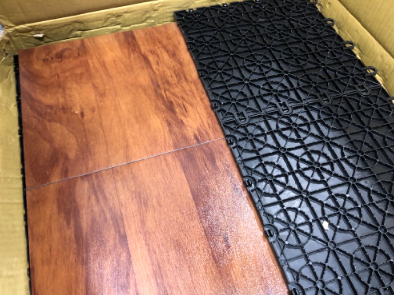 Photo 1 of 12x12  ****  qty 16   Bare Decor EZ-Floor Interlocking Flooring Tiles in Solid Teak Wood 
