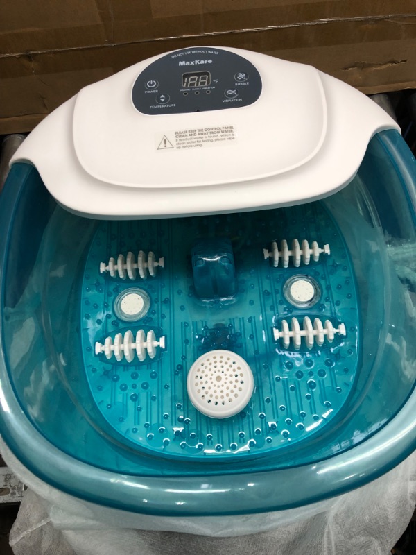 Photo 2 of Foot Spa Bath Massager with Heat, Bubble and Vibration, 3 in 1 Function, 4 Massage Rollers and Temperature Control, Blue