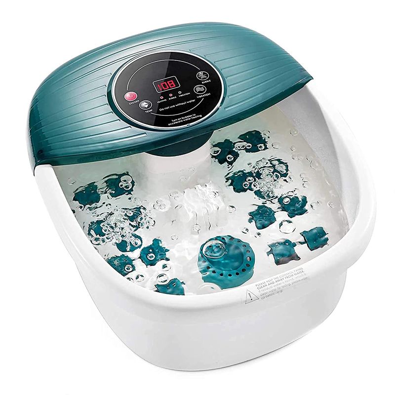 Photo 1 of Foot Spa Bath Massager with Heat, Bubble and Vibration, 3 in 1 Function, 4 Massage Rollers and Temperature Control, Blue