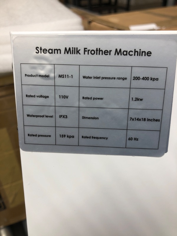 Photo 2 of ***TESTED POWERS ON; SEE NOTES FOR COSMETIC DAMAGE*** Moonshan Commercial Steam Milk Frother 20s Fast Heating Milk Steamer Machine 6.3 QT/6 L Boiler Electric Fully-Automatic Coffee Foam Maker Frothing Machine for Coffee, Milk, Bubble Tea, Milk Tea