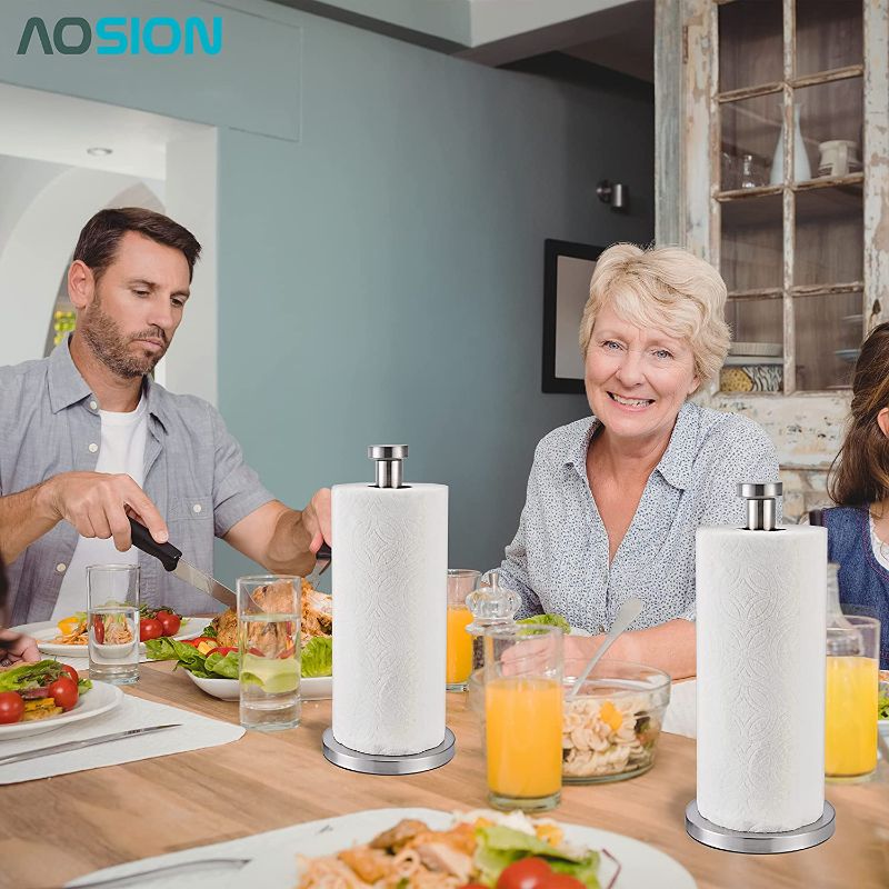 Photo 1 of AOSION 2 Pack Stainless Steel Paper Towel Holder, Black 13.8"
