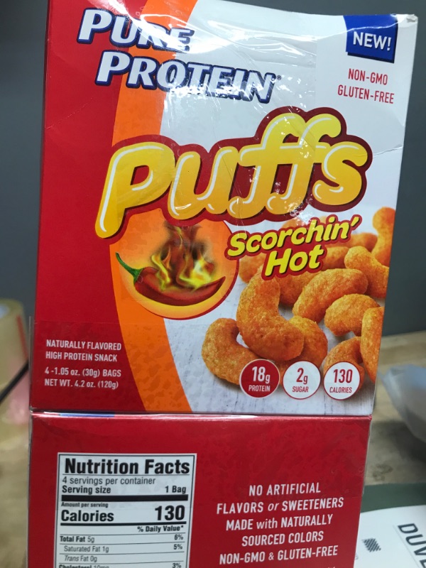 Photo 2 of 12/09/2022***Pure Protein Puffs, Scorchin' Hot, Protein Snack, 4 Count