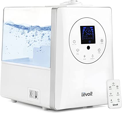 Photo 1 of LEVOIT Humidifiers for Bedroom Large Room Home, 6L Warm and Cool Mist Ultrasonic Air Vaporizer for Plants and Whole House, Built-in Humidity Sensor, Essential Oil Diffuser, Whisper Quiet, Timer, White
