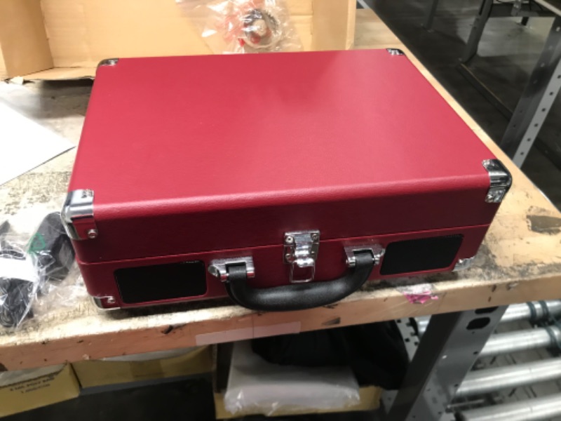 Photo 3 of Victrola Vintage 3-Speed Bluetooth Portable Suitcase Record Player Red 