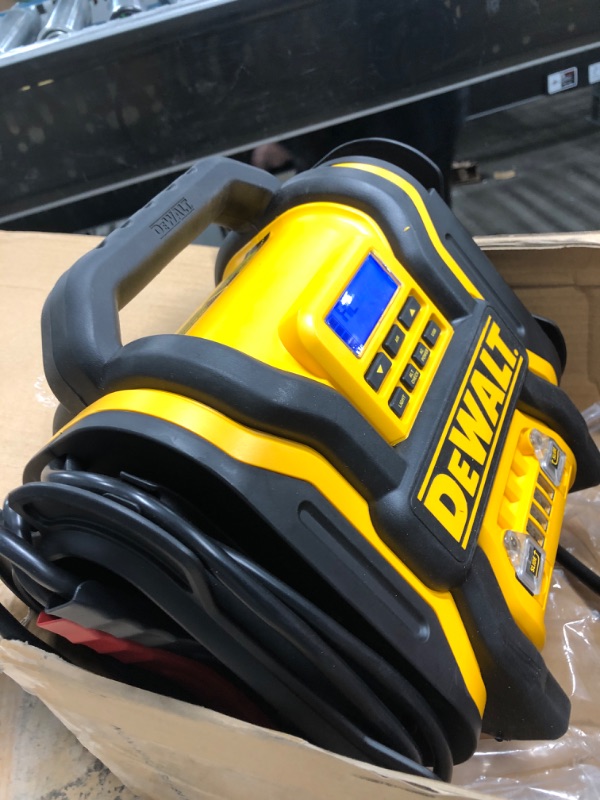 Photo 4 of DEWALT DXAEPS14 1600 Peak Battery Amp 12V Automotive Jump Starter/Power Station with 500 Watt AC Power Inverter, 120 PSI Digital Compressor, and USB Power , Yellow