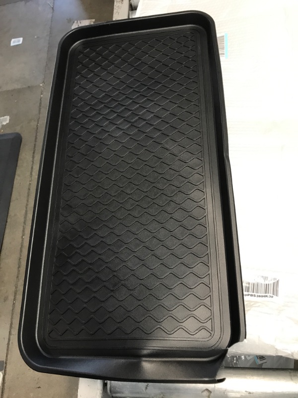 Photo 2 of **DAMAGED** Stalwart 75-ST6014 All Weather Boot Tray-Water Resistant Plastic Utility Shoe Mat (Black), Medium & 75-ST6013 All Weather Boot Tray-Water Resistant Plastic Utility Shoe Mat (Black), Small Medium Shoe Mat + Shoe Mat (Black), Small