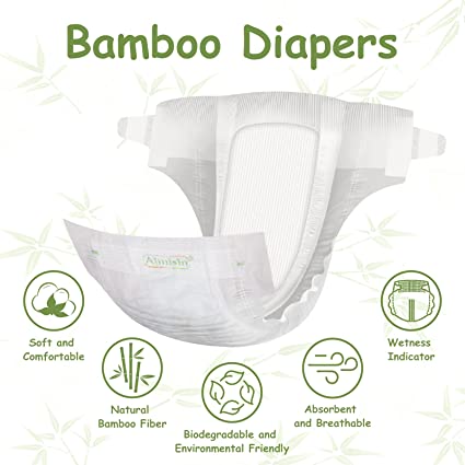 Photo 1 of Aimisin Bamboo Disposable Baby Diapers Plant-Based Biodegradable Soft Absorbent Diapers for Babies Hypoallergenic for Sensitive Skin// medium  32 count 