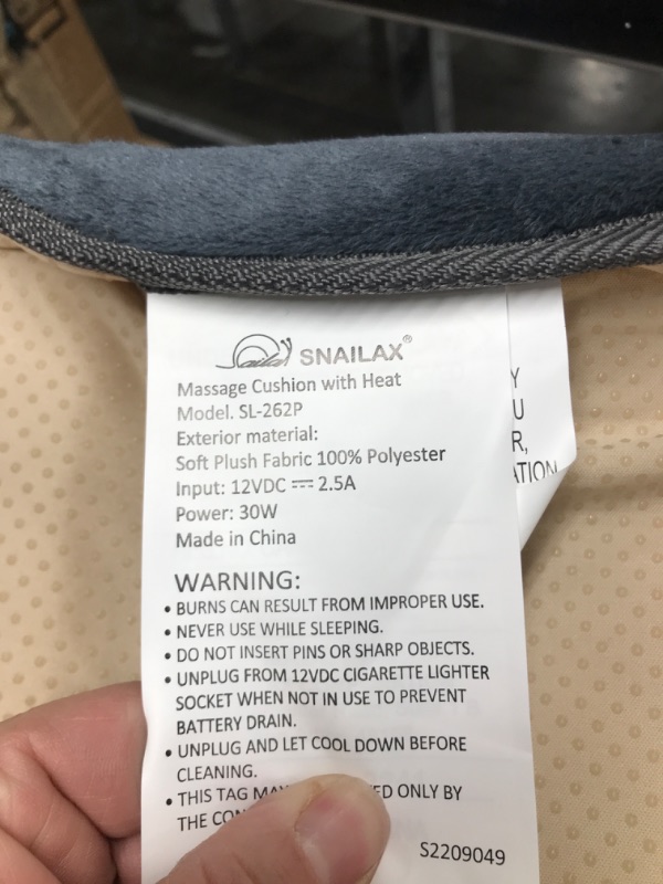 Photo 1 of *** TESTED- FUNCTIONAL** Snailax Vibration Massage Seat Cushion with Heat 6 Vibrating Motors and 2 Heat Levels, Back Massager, Massage Chair Pad for Home Office use