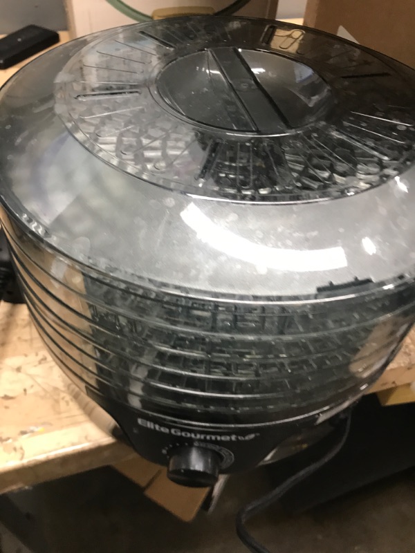 Photo 3 of *** TESTED - POWERS ON*** Elite Gourmet EFD319 Food Dehydrator, 5 BPA-Free 11.4" Trays Adjustable Temperature Controls, Jerky, Herbs, Fruit, Veggies, Dried Snacks, Black
