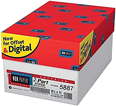 Photo 1 of 8.5 x 11 Superior Carbonless Paper, NCR5887, 2 Part Reverse (Bright White/Canary), 2000 Sets, 4000 Sheets, (8 REAMS)
