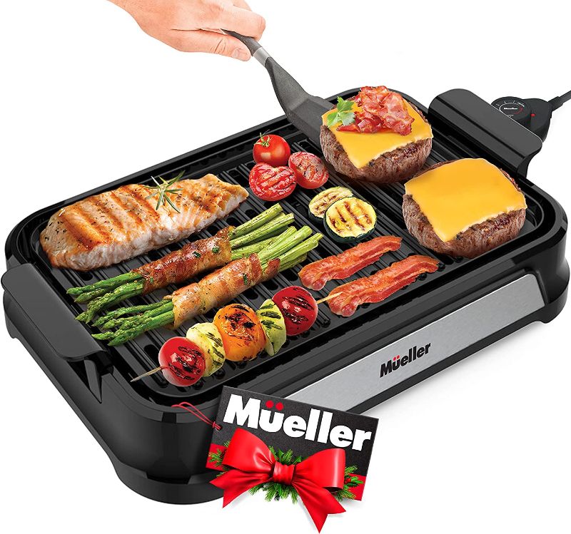 Photo 1 of Mueller Ultra Gourmet Electric Grill 6-Serving, Smokeless Indoor Grill 14" with Adjustable 5 Temperature Control, Removable Nonstick Grill Plate, Fast Heating Element and Extra Large Grease Tray
