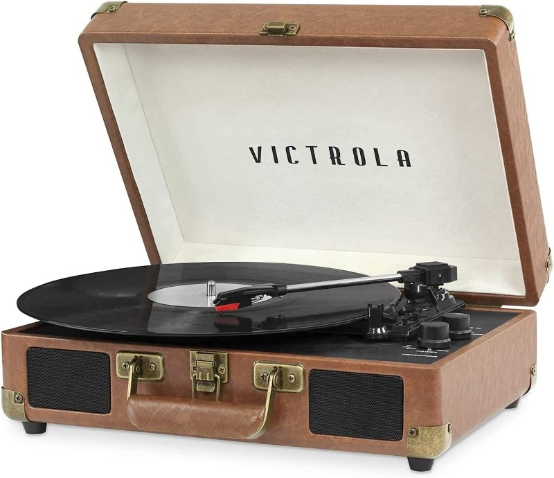 Photo 1 of Victrola Vintage 3-Speed Bluetooth Portable Suitcase Record Player Brown 