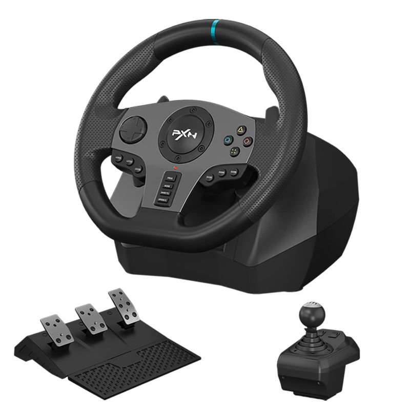 Photo 1 of PXN V9 Gaming Steering Wheels, 270/900° Driving Sim Racing Wheel, with Racing Shifters Paddle, 3-pedal Pedals and Gear lever Bundle for Xbox Series X|S, PS3, PS4, PC, Xbox One, NS