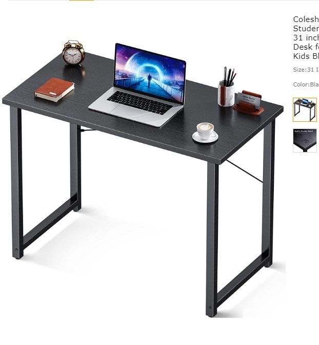 Photo 1 of Coleshome Computer Small Student School Writing Desk 31 inch,Work Home Office Desk for Small Space, Study Kids Black Desk
DAMAGED
