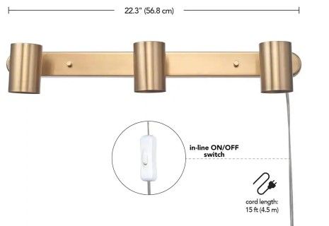 Photo 1 of 1.85 ft. 3-Light Matte Brass Plug-In Fixed Track Lighting Kit
WHITE COLOR