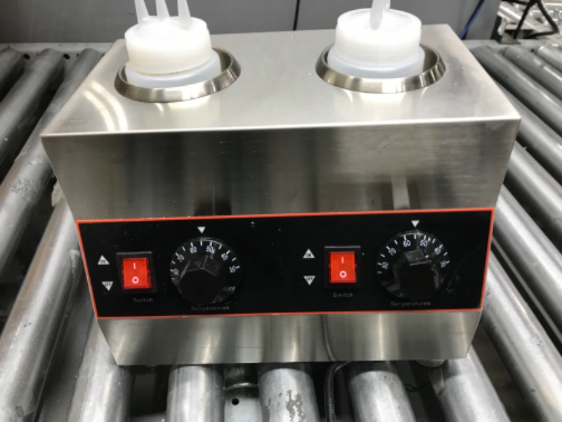 Photo 1 of PreAsion 110V Cheese Sauce Warmer Jam Heat Preservation Machine 2 Pot Cheese Chocolate Sauce Heater Electric Sauce Warmer
