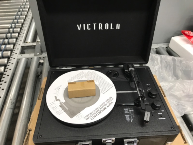 Photo 2 of Victrola Vintage 3-Speed Bluetooth Portable Suitcase Record Player with Built-in Speakers | Upgraded Turntable Audio Sound| Includes Extra Stylus | Black, Model Number: VSC-550BT-BK, 1SFA