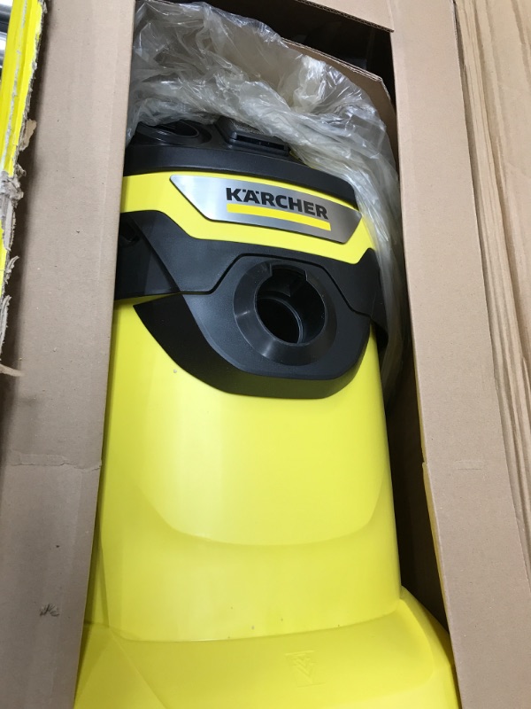 Photo 2 of Karcher WD 4 Portable Shop Vacuum, Multi-Purpose 5.3 Gallon Wet/Dry Vacuum Cleaner with Attachments, Compact Space-Saving Design, 1100W