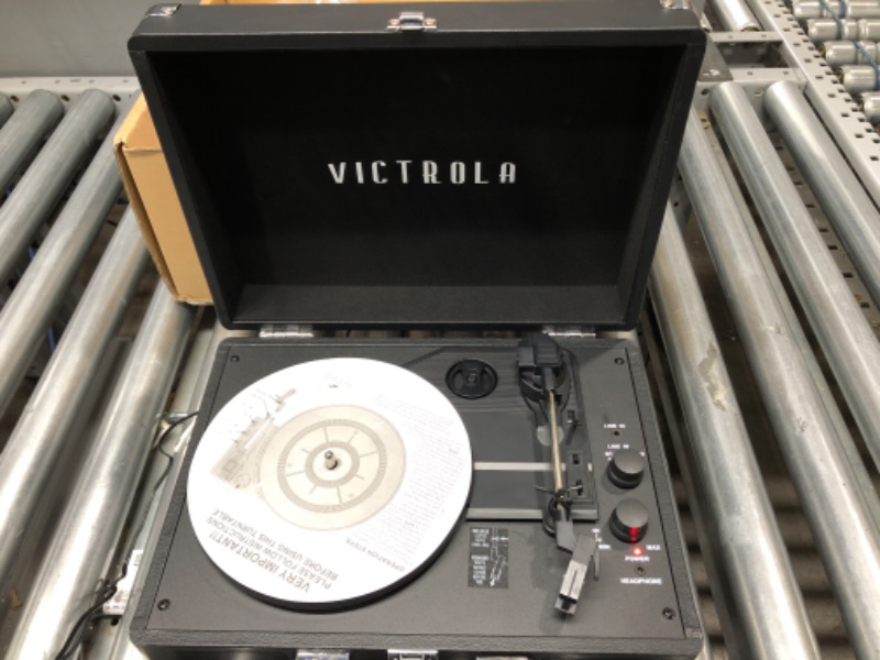 Photo 2 of Victrola Vintage 3-Speed Bluetooth Portable Suitcase Record Player with Built-in Speakers | Upgraded Turntable Audio Sound| Includes Extra Stylus | Black, Model Number: VSC-550BT-BK, 1SFA