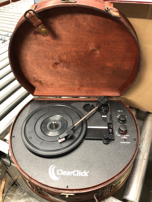 Photo 2 of ClearClick Vintage Suitcase Turntable with Bluetooth & USB - Classic Wooden Retro Style