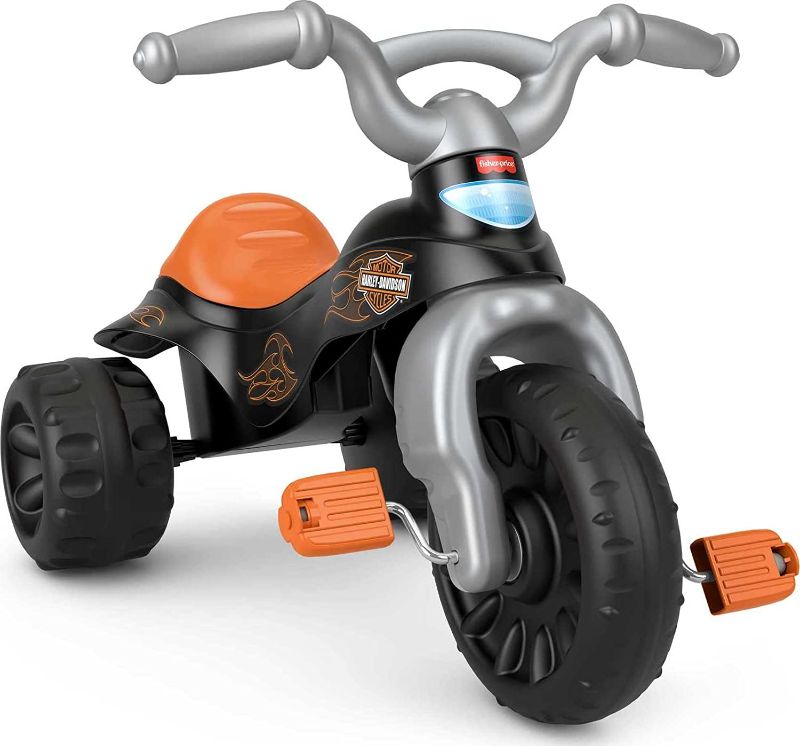 Photo 1 of Fisher-Price Harley-Davidson Tricycle with Handlebar Grips and Storage Area, Multi-Terrain Tires, Tough Trike