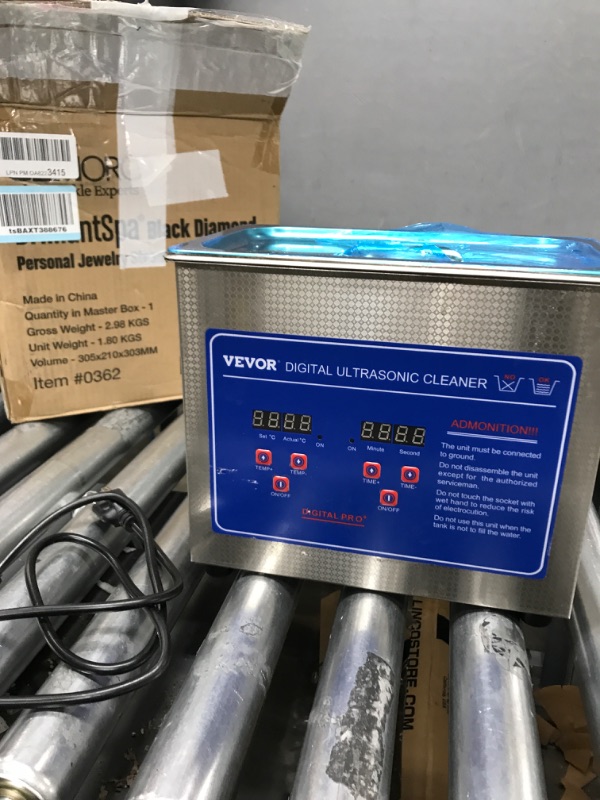 Photo 2 of VEVOR Professional Ultrasonic Cleaner, Easy to Use with Digital Timer & Heater, Stainless Steel Industrial Machine for Parts, 110V, FCC/CE/RoHS Certified (3L)
