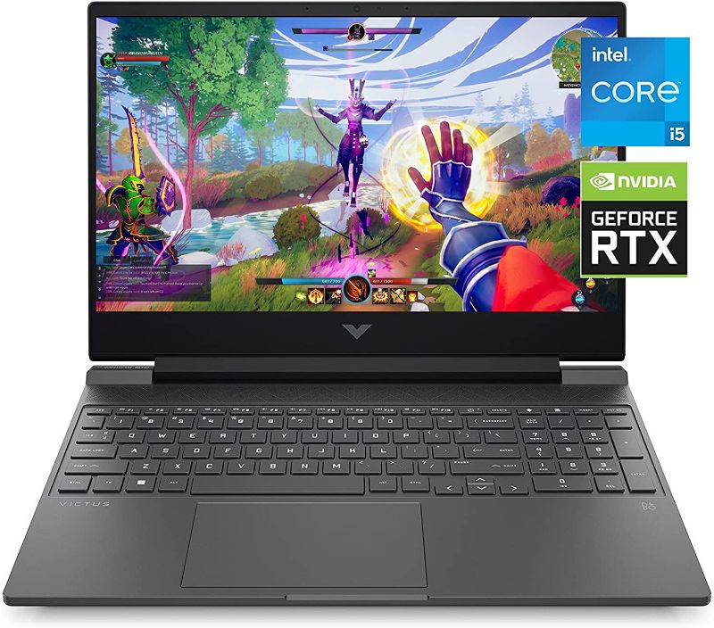 Photo 1 of HP Victus 15 Gaming Laptop, NVIDIA GeForce RTX 3050, 12th Gen Intel Core i5-12500H, 8 GB RAM, 512 GB SSD, Full HD Display, Windows 11 Home, Backlit Keyboard, Enhanced Thermals (15-fa0025nr, 2022)
