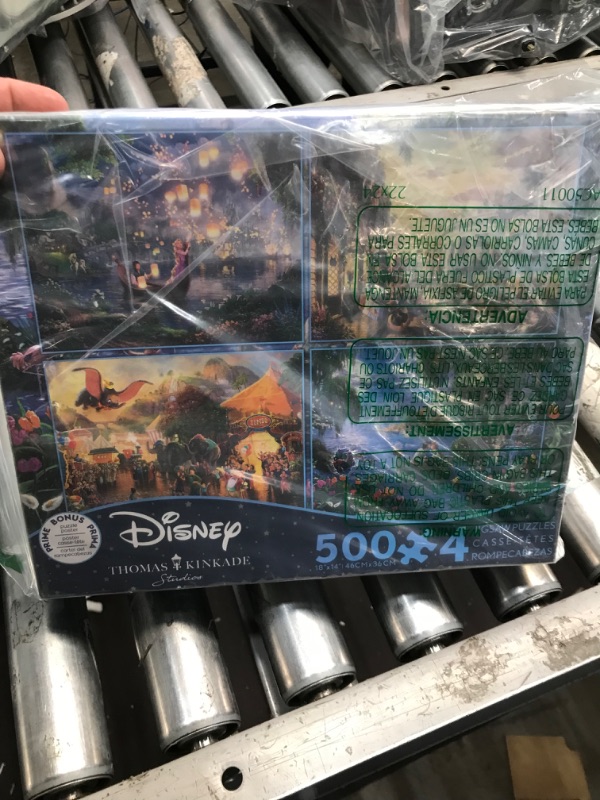 Photo 2 of Ceaco - 4 in 1 Multipack - Thomas Kinkade - Disney Dreams Collection - Tangled, Mickey and Minnie Mouse, Dumbo, & The Little Mermaid - (4) 500 Piece Jigsaw Puzzles , Blue