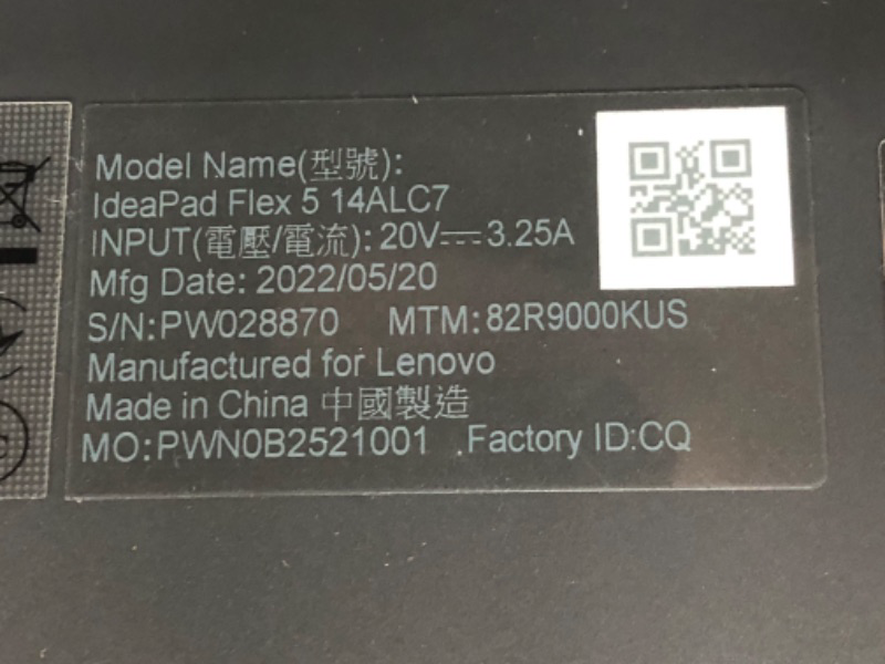 Photo 1 of UNABLE TO SETUP (SEE NOTES)
Lenovo Flex 5 14" 2-in-1 Touchscreen Laptop - AMD Ryzen 7 5700U - 2240 x 1400 - Windows 11 16GB LPDDR4x 4266MHz RAM 512GB PCIe® 4.0x4 NVMe 2242 M.2 Solid State Drive 82R9000KUS