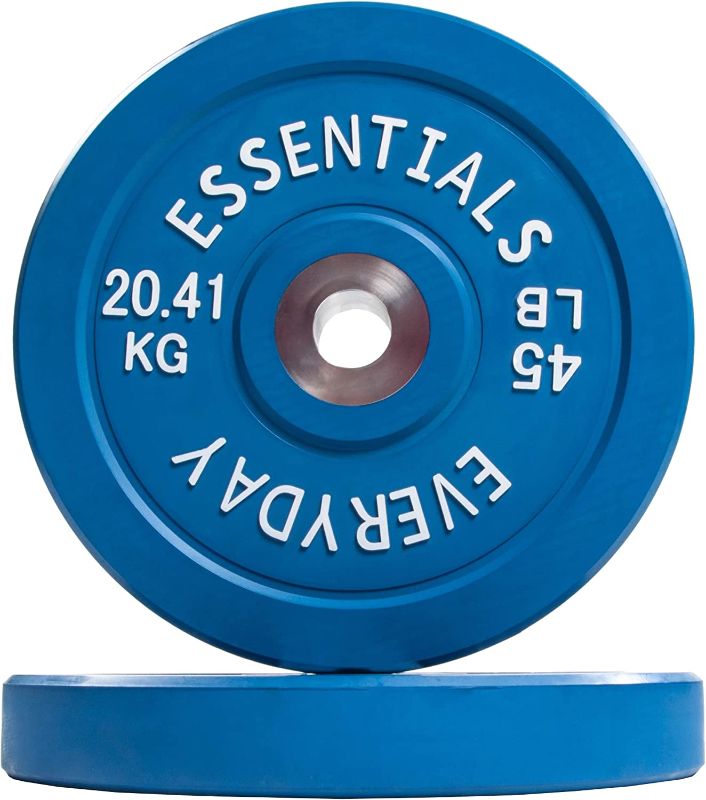 Photo 1 of (Only 1 Plate)BalanceFromBalanceFrom Everyday Essentials Color Coded Olympic Bumper Plate Weight Plate with Steel Hub, 
