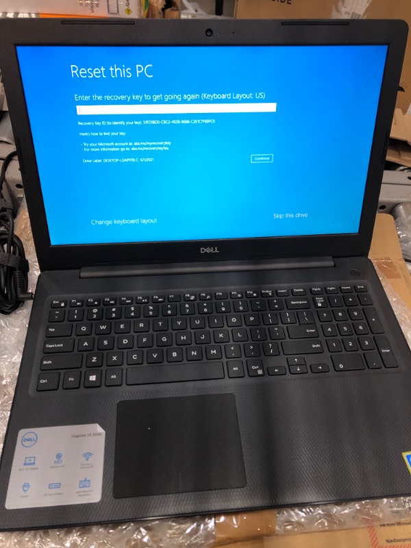 Photo 4 of **CAN NOT RESET NEEDS RECOVERY KEY**Dell Inspiron 15 3000 Laptop, 15.6" HD Display, Intel 5405U Dual-Core Processor, 16GB RAM, 512GB SSD, Webcam, HDMI, Bluetooth, Wi-Fi, Black, Windows 10
