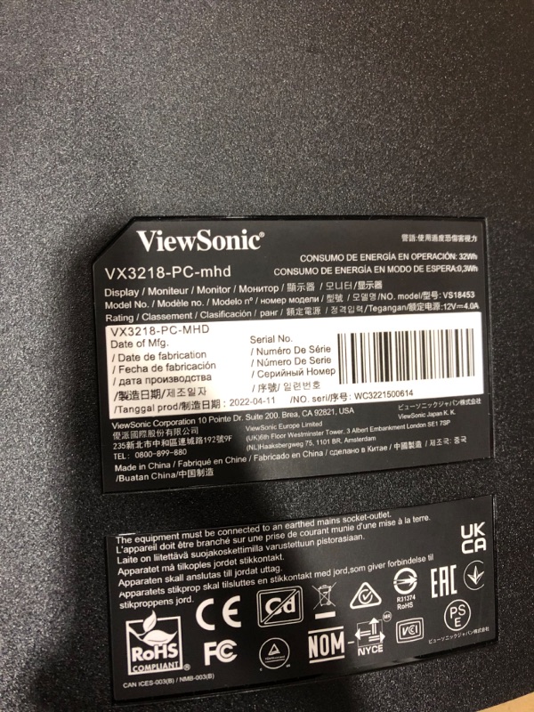 Photo 3 of ViewSonic OMNI VX3218-PC-MHD 32 Inch Curved 1080p 1ms 165Hz Gaming Monitor with Adaptive Sync, Eye Care, HDMI and Display Port
