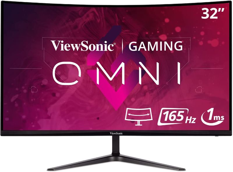 Photo 1 of ViewSonic OMNI VX3218-PC-MHD 32 Inch Curved 1080p 1ms 165Hz Gaming Monitor with Adaptive Sync, Eye Care, HDMI and Display Port
