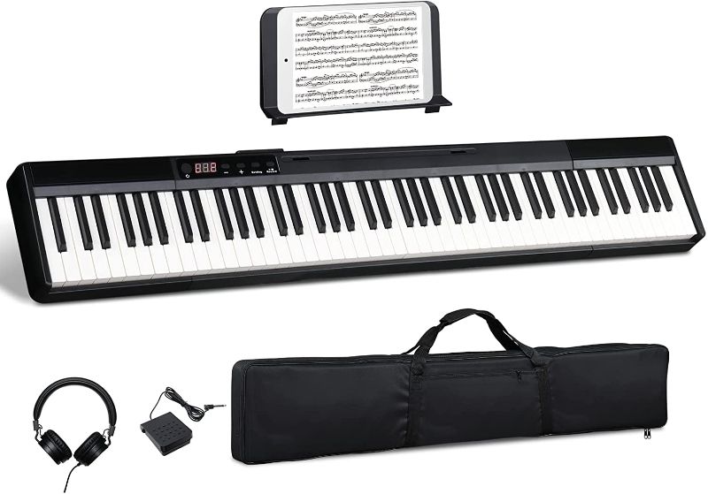 Photo 1 of GLARRY 88 Key Digital Piano for Beginner, Semi-Weighted Keys Full-Size Electric Piano Keyboard w/Bluetooth Midi Function, Included Sustain pedal, Music Stand, Headphone, Carrying Bag
