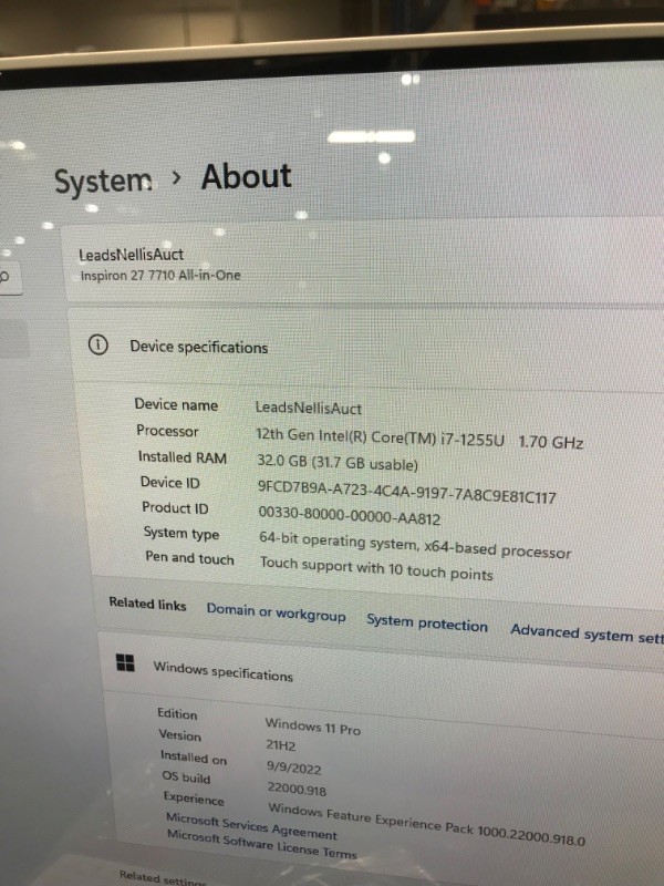 Photo 7 of Dell Inspiron 7710 27" FHD Touchscreen All-in-One Desktop Computer - 12th Gen Intel Core i7-1255U 10-Core up to 4.7 GHz CPU, 32GB RAM, 1TB NVMe SSD, GeForce MX550 Graphics, Windows 11 Home (Renewed)
