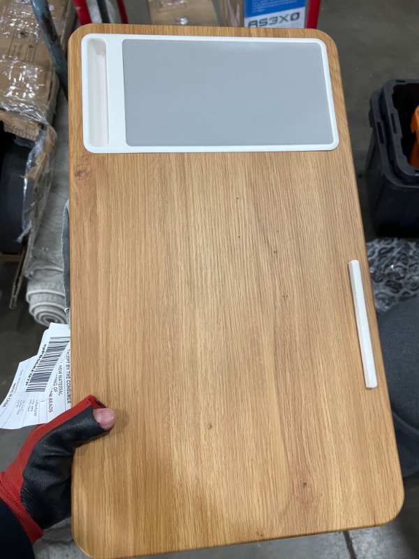 Photo 3 of LapGear Home Office Lap Desk with Device Ledge, Mouse Pad, and Phone Holder - Oak Woodgrain - Fits up to 15.6 Inch Laptops - Style No. 91589 Oak Woodgrain Right-Handed