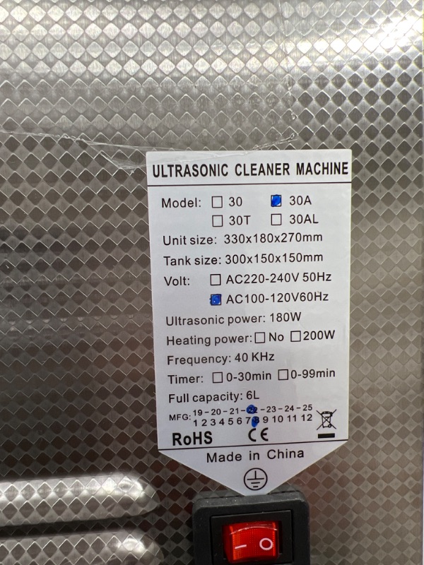Photo 1 of ***MISSING POWER CORD*** CREWORKS Ultrasonic Cleaner with Heater and Timer, 1.6 gal Ultrasonic Cleaning Machine, 180W Sonic Cavitation Machine with Digital Control for Professional Jewelry Watch Glasses Cleaning More