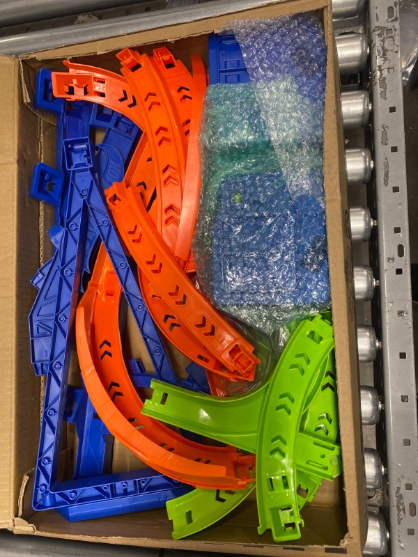 Photo 2 of ?Hot Wheels Track Set and 1:64 Scale Toy Car, 29" Tall Track with Motorized Booster for Fast Racing, Action Spiral Speed Crash Playset???? SHIPS IN OWN CONTAINER